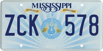 MS license plate ZCK578