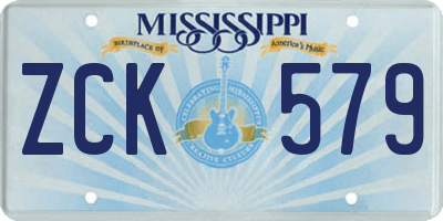 MS license plate ZCK579