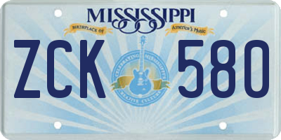 MS license plate ZCK580