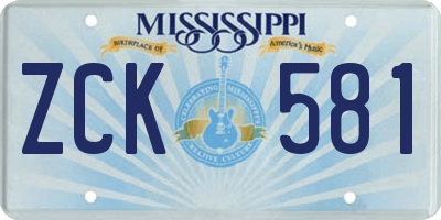 MS license plate ZCK581