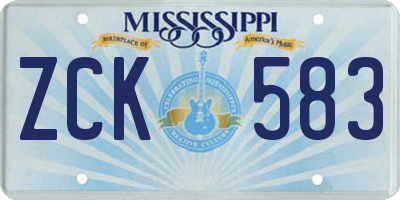 MS license plate ZCK583