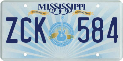 MS license plate ZCK584
