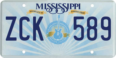MS license plate ZCK589