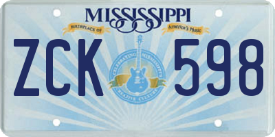 MS license plate ZCK598
