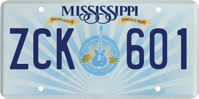 MS license plate ZCK601