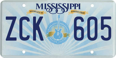 MS license plate ZCK605