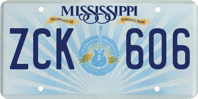 MS license plate ZCK606