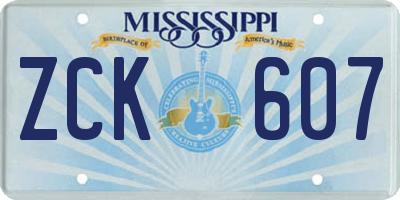 MS license plate ZCK607