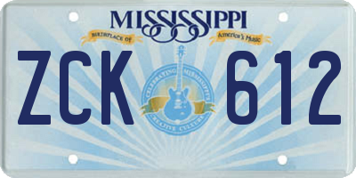 MS license plate ZCK612
