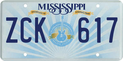 MS license plate ZCK617