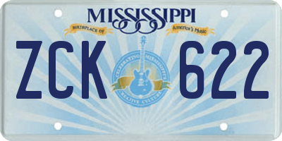 MS license plate ZCK622