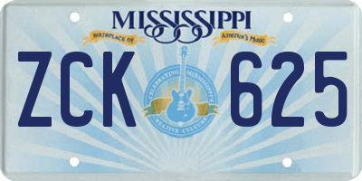 MS license plate ZCK625