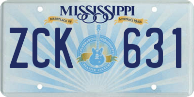 MS license plate ZCK631