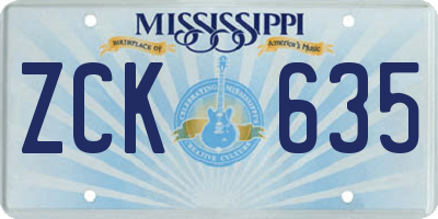 MS license plate ZCK635