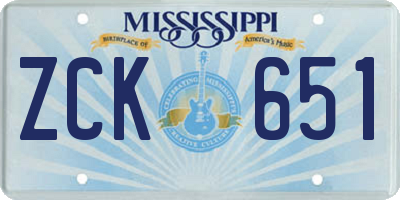 MS license plate ZCK651