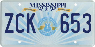 MS license plate ZCK653