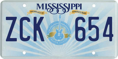 MS license plate ZCK654