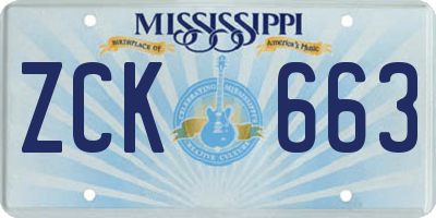 MS license plate ZCK663