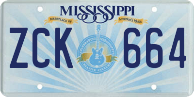 MS license plate ZCK664