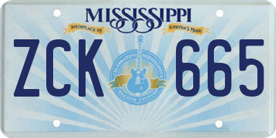 MS license plate ZCK665