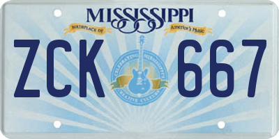 MS license plate ZCK667