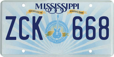 MS license plate ZCK668