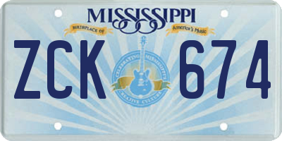 MS license plate ZCK674