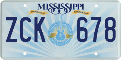 MS license plate ZCK678