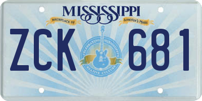 MS license plate ZCK681