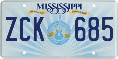 MS license plate ZCK685