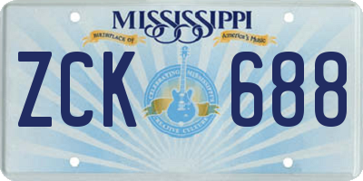 MS license plate ZCK688