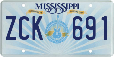 MS license plate ZCK691
