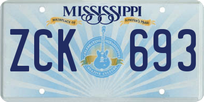 MS license plate ZCK693