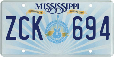 MS license plate ZCK694