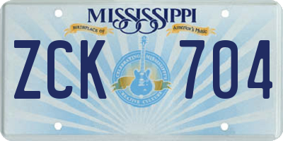 MS license plate ZCK704