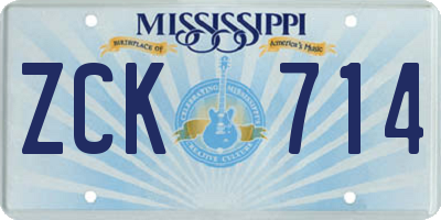 MS license plate ZCK714