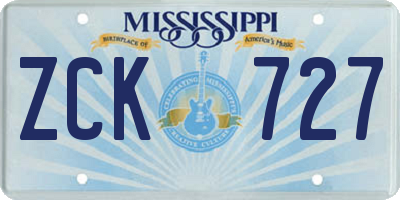 MS license plate ZCK727