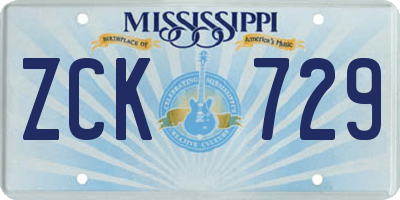 MS license plate ZCK729