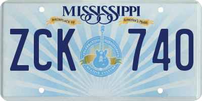 MS license plate ZCK740