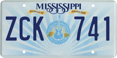 MS license plate ZCK741