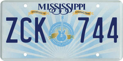 MS license plate ZCK744