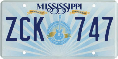 MS license plate ZCK747