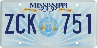 MS license plate ZCK751