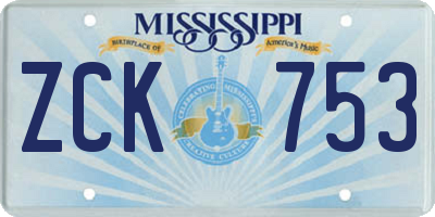 MS license plate ZCK753