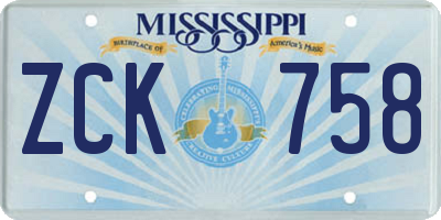 MS license plate ZCK758