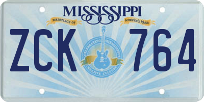 MS license plate ZCK764