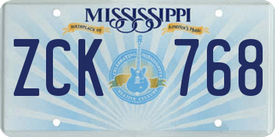MS license plate ZCK768