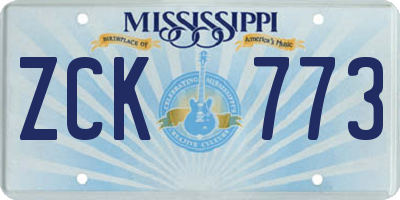 MS license plate ZCK773