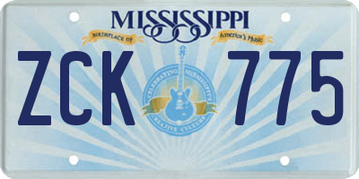 MS license plate ZCK775