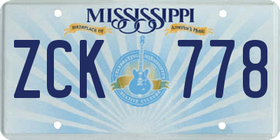 MS license plate ZCK778